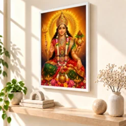Renuka Yellamma Royal Jewel-Toned Portrait Photo Frame — white frame warm console