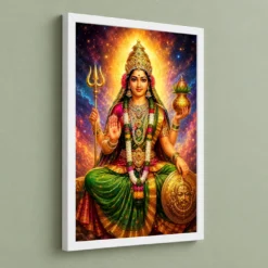 Renuka Yellamma Cosmic Celestial Aura Photo Frame — white frame angled wall
