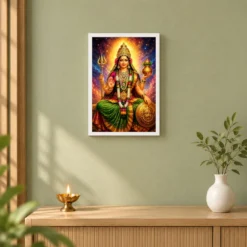 Renuka Yellamma Cosmic Celestial Aura Photo Frame — white frame distant wall