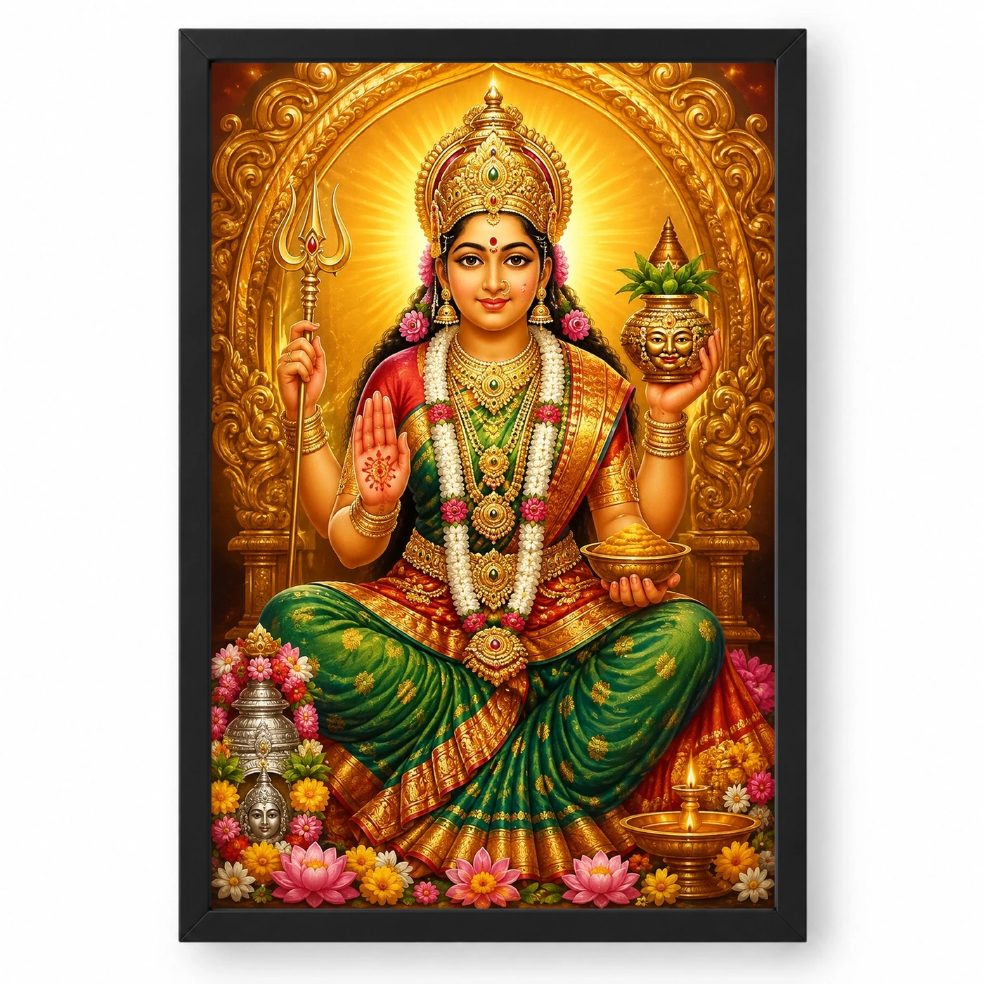 Renuka Yellamma Peaceful Home Mandir Composition Photo Frame 1 Renuka Yellamma Peaceful Home Mandir Composition Photo Frame — black frame clean