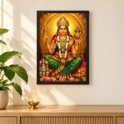 Renuka Yellamma Peaceful Home Mandir Composition Photo Frame 11 Renuka Yellamma Peaceful Home Mandir Composition Photo Frame — black frame pooja shelf