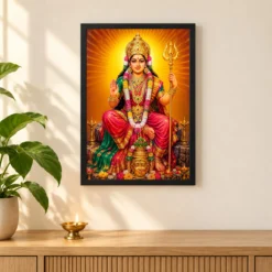 Renuka Yellamma Vivid Premium Spiritual Poster Art Photo Frame 11 Renuka Yellamma Vivid Premium Spiritual Poster Art Photo Frame — black frame pooja shelf