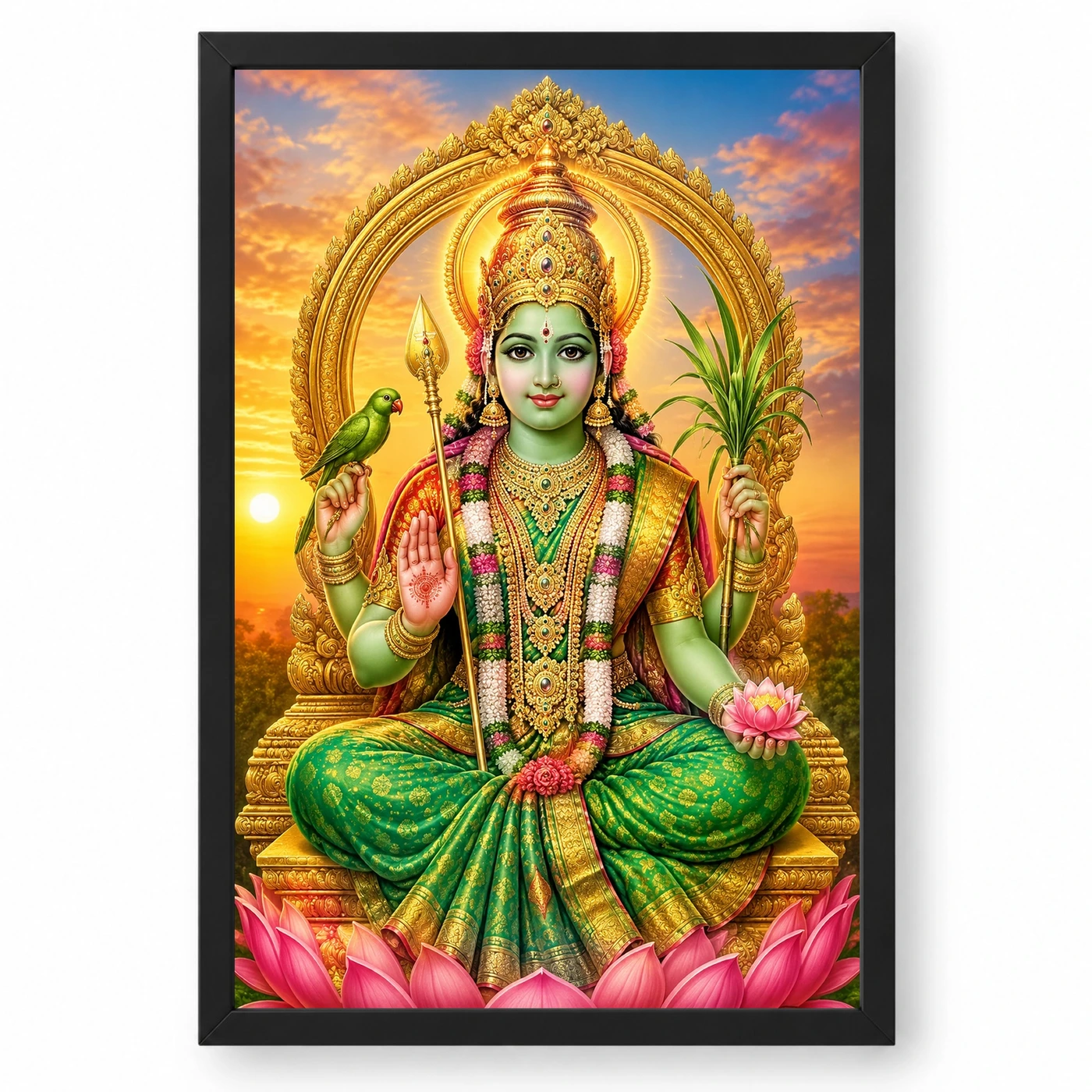 Meenakshi Amman Serene Sunrise Blessing Photo Frame 1 Meenakshi Amman Serene Sunrise Blessing Photo Frame — black frame clean