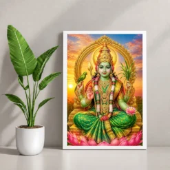 Meenakshi Amman Serene Sunrise Blessing Photo Frame 12 Meenakshi Amman Serene Sunrise Blessing Photo Frame — white frame console