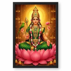 Meenakshi Amman Lotus And Diya Radiance Photo Frame — black frame clean