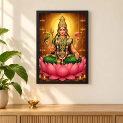 Meenakshi Amman Lotus And Diya Radiance Photo Frame 11 Meenakshi Amman Lotus And Diya Radiance Photo Frame — black frame pooja shelf
