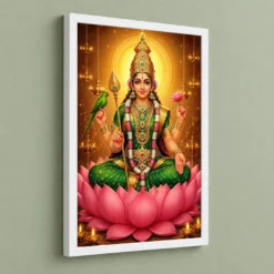 Meenakshi Amman Lotus And Diya Radiance Photo Frame 13 Meenakshi Amman Lotus And Diya Radiance Photo Frame — white frame angled wall