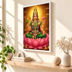 Meenakshi Amman Lotus And Diya Radiance Photo Frame 15 Meenakshi Amman Lotus And Diya Radiance Photo Frame — white frame warm console