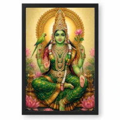 Meenakshi Amman Traditional Indian Miniature-Inspired Devotional Art Photo Frame — black frame clean