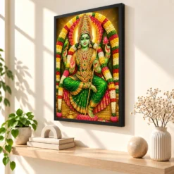 Meenakshi Amman Grand Festival Flower Decoration Photo Frame — black frame console