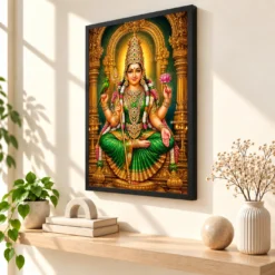 Meenakshi Amman Heritage Temple Architecture Backdrop Photo Frame — black frame console