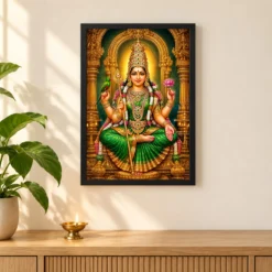 Meenakshi Amman Heritage Temple Architecture Backdrop Photo Frame — black frame pooja shelf