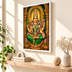 Meenakshi Amman Heritage Temple Architecture Backdrop Photo Frame — white frame warm console