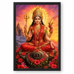 Kamakhya Devi Serene Sunrise Blessing Photo Frame — black frame clean