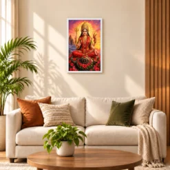 Kamakhya Devi Serene Sunrise Blessing Photo Frame — white frame sofa