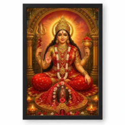 Kamakhya Devi Traditional Indian Miniature-Inspired Devotional Art Photo Frame — black frame clean