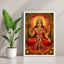 Kamakhya Devi Traditional Indian Miniature-Inspired Devotional Art Photo Frame — white frame console