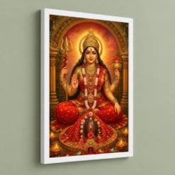 Kamakhya Devi Traditional Indian Miniature-Inspired Devotional Art Photo Frame — white frame angled wall
