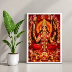 Kamakhya Devi Grand Festival Flower Decoration Photo Frame — white frame console