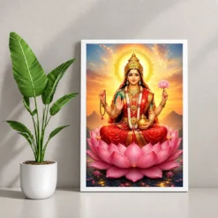 Gayatri Devi Serene Sunrise Blessing Photo Frame — white frame console
