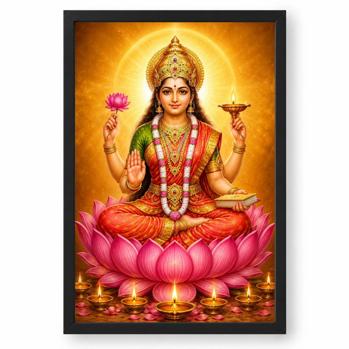 Gayatri Devi Lotus And Diya Radiance Photo Frame 1 Gayatri Devi Lotus And Diya Radiance Photo Frame — black frame clean