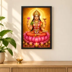Gayatri Devi Lotus And Diya Radiance Photo Frame 11 Gayatri Devi Lotus And Diya Radiance Photo Frame — black frame pooja shelf