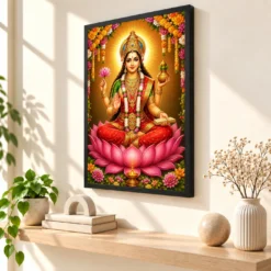 Gayatri Devi Grand Festival Flower Decoration Photo Frame — black frame console
