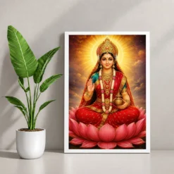Gayatri Devi Peaceful Home Mandir Composition Photo Frame 12 Gayatri Devi Peaceful Home Mandir Composition Photo Frame — white frame console