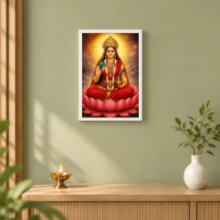 Gayatri Devi Peaceful Home Mandir Composition Photo Frame 14 Gayatri Devi Peaceful Home Mandir Composition Photo Frame — white frame distant wall