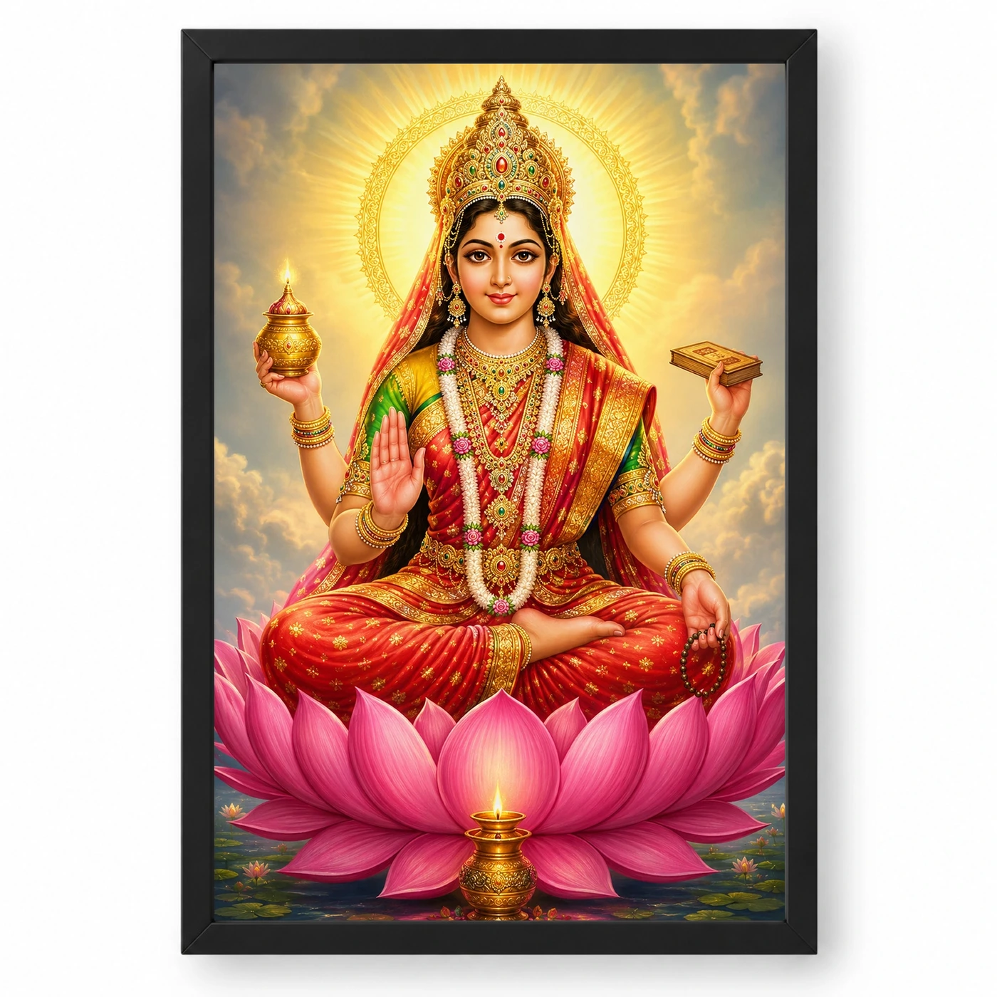 Gayatri Devi Vivid Premium Spiritual Poster Art Photo Frame 1 Gayatri Devi Vivid Premium Spiritual Poster Art Photo Frame — black frame clean