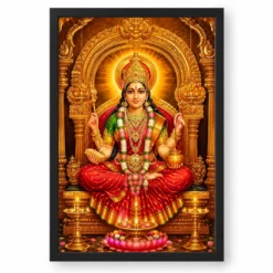 Mookambika Devi Ornate Golden Temple Darshan Photo Frame — black frame clean
