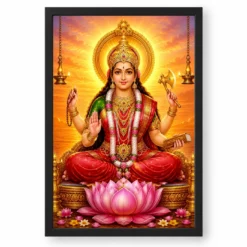 Mookambika Devi Serene Sunrise Blessing Photo Frame — black frame clean