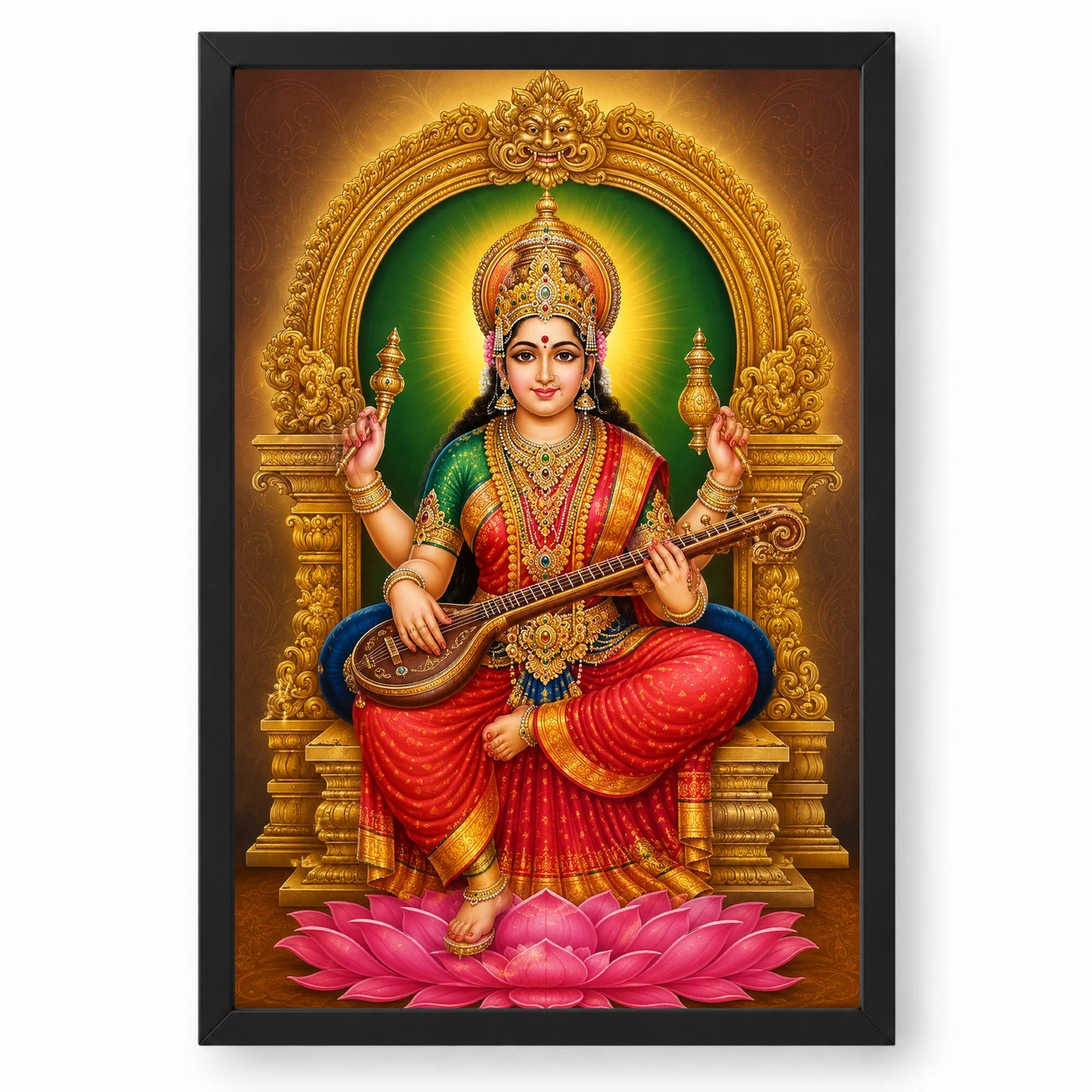Mookambika Devi Traditional Indian Miniature-Inspired Devotional Art Photo Frame 1 Mookambika Devi Traditional Indian Miniature-Inspired Devotional Art Photo Frame — black frame clean