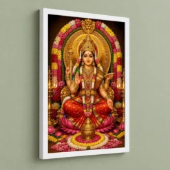 Mookambika Devi Grand Festival Flower Decoration Photo Frame 13 Mookambika Devi Grand Festival Flower Decoration Photo Frame — white frame angled wall