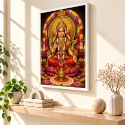 Mookambika Devi Grand Festival Flower Decoration Photo Frame 15 Mookambika Devi Grand Festival Flower Decoration Photo Frame — white frame warm console