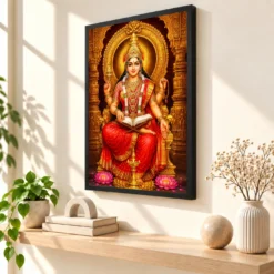 Mookambika Devi Heritage Temple Architecture Backdrop Photo Frame — black frame console