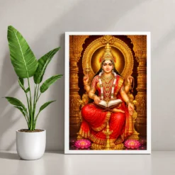 Mookambika Devi Heritage Temple Architecture Backdrop Photo Frame — white frame console