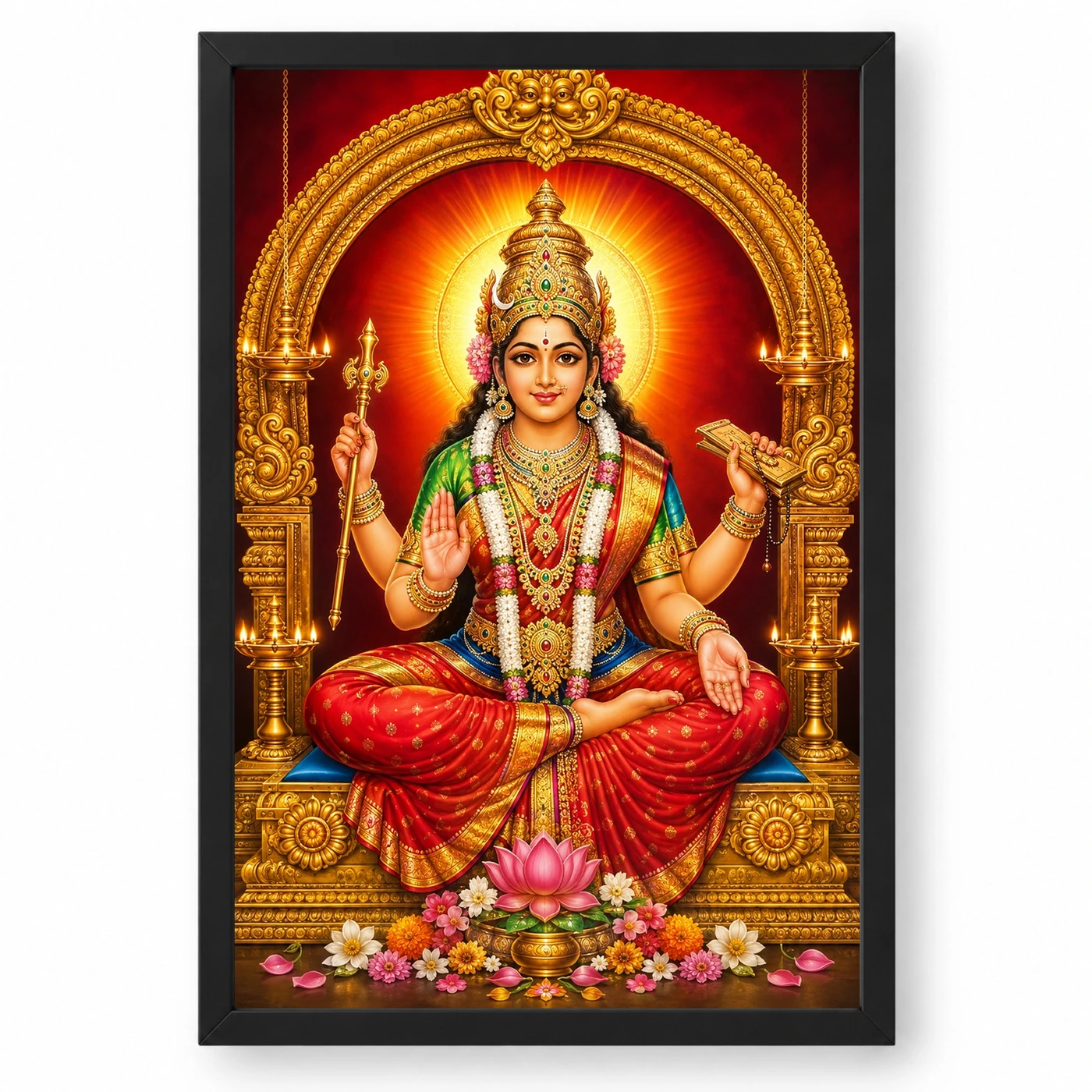 Mookambika Devi Vivid Premium Spiritual Poster Art Photo Frame 1 Mookambika Devi Vivid Premium Spiritual Poster Art Photo Frame — black frame clean