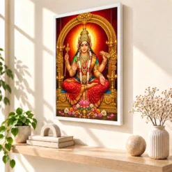 Mookambika Devi Vivid Premium Spiritual Poster Art Photo Frame 15 Mookambika Devi Vivid Premium Spiritual Poster Art Photo Frame — white frame warm console