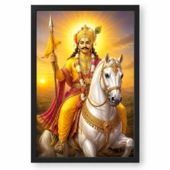Khandoba Serene Sunrise Blessing Photo Frame — black frame clean