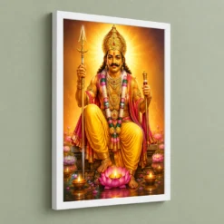 Khandoba Lotus And Diya Radiance Photo Frame 13 Khandoba Lotus And Diya Radiance Photo Frame — white frame angled wall