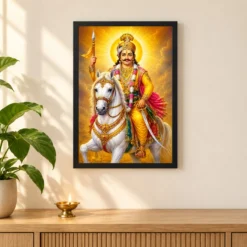 Khandoba Traditional Indian Miniature-Inspired Devotional Art Photo Frame 11 Khandoba Traditional Indian Miniature-Inspired Devotional Art Photo Frame — black frame pooja shelf