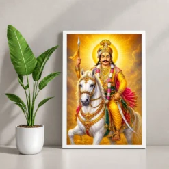 Khandoba Traditional Indian Miniature-Inspired Devotional Art Photo Frame 12 Khandoba Traditional Indian Miniature-Inspired Devotional Art Photo Frame — white frame console