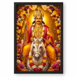 Khandoba Grand Festival Flower Decoration Photo Frame — black frame clean