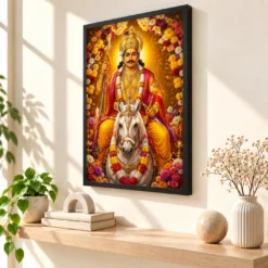 Khandoba Grand Festival Flower Decoration Photo Frame — black frame console