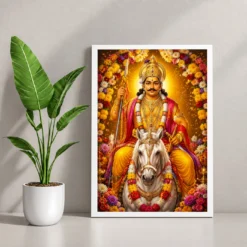 Khandoba Grand Festival Flower Decoration Photo Frame — white frame console