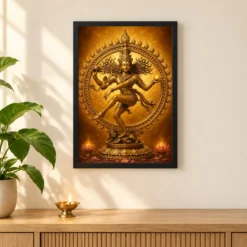 Nataraja Ornate Golden Temple Darshan Photo Frame 11 Nataraja Ornate Golden Temple Darshan Photo Frame — black frame pooja shelf