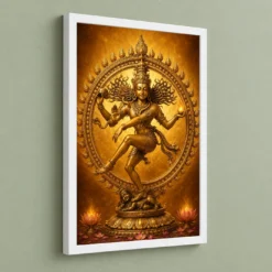 Nataraja Ornate Golden Temple Darshan Photo Frame 13 Nataraja Ornate Golden Temple Darshan Photo Frame — white frame angled wall