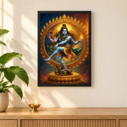 Nataraja Royal Jewel-Toned Portrait Photo Frame — black frame pooja shelf