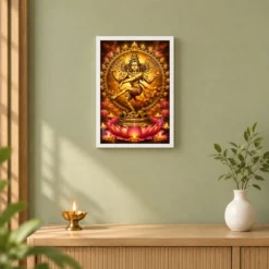 Nataraja Lotus And Diya Radiance Photo Frame 14 Nataraja Lotus And Diya Radiance Photo Frame — white frame distant wall